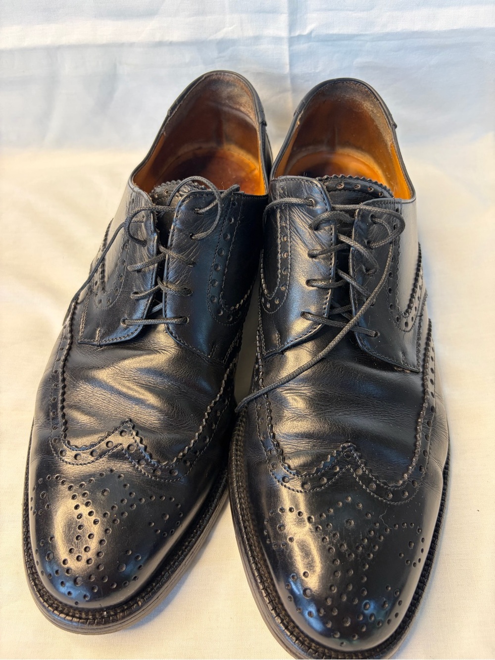 Salvatore Ferragamo Black Leather Brogue Derby Shoes